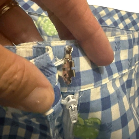 Lilly Pulitzer Blue Cotton Capri Hermit Crab Gingham Check Pants White Lbl 8 - Picture 9 of 12